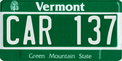 VT license plate CAR137