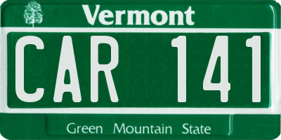 VT license plate CAR141