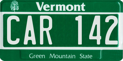 VT license plate CAR142