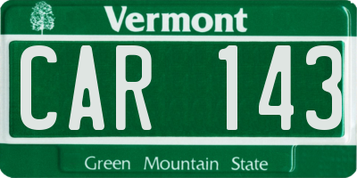 VT license plate CAR143