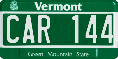 VT license plate CAR144
