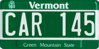 VT license plate CAR145