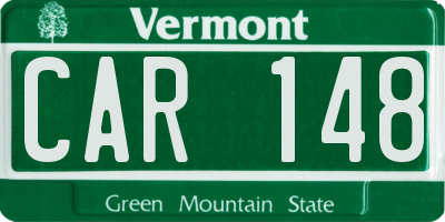 VT license plate CAR148