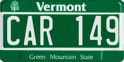 VT license plate CAR149