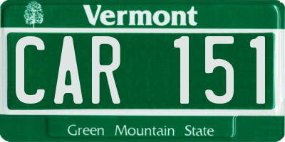 VT license plate CAR151