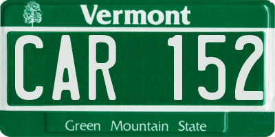 VT license plate CAR152