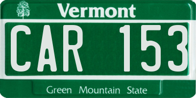 VT license plate CAR153