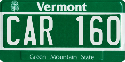 VT license plate CAR160