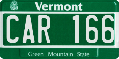 VT license plate CAR166