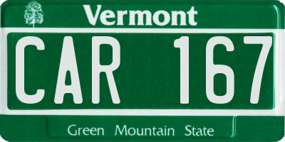 VT license plate CAR167
