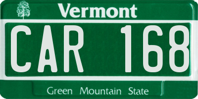 VT license plate CAR168