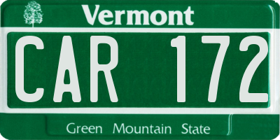VT license plate CAR172