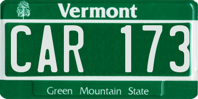 VT license plate CAR173