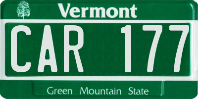 VT license plate CAR177