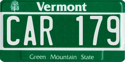 VT license plate CAR179