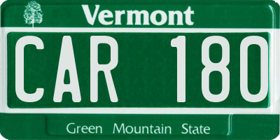 VT license plate CAR180