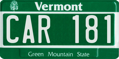 VT license plate CAR181