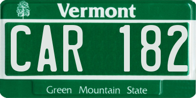 VT license plate CAR182