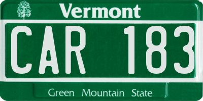 VT license plate CAR183