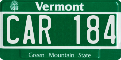 VT license plate CAR184