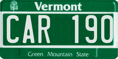 VT license plate CAR190