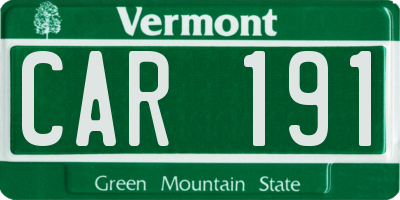 VT license plate CAR191