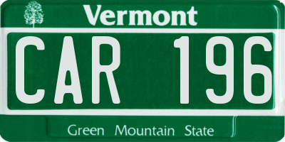 VT license plate CAR196
