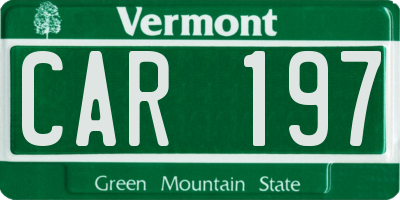 VT license plate CAR197