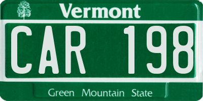 VT license plate CAR198