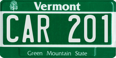 VT license plate CAR201