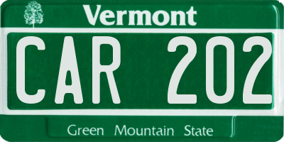 VT license plate CAR202