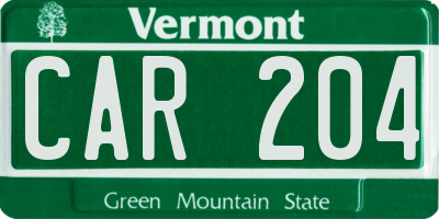 VT license plate CAR204