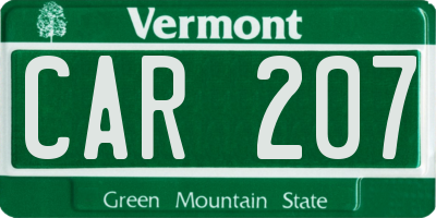 VT license plate CAR207