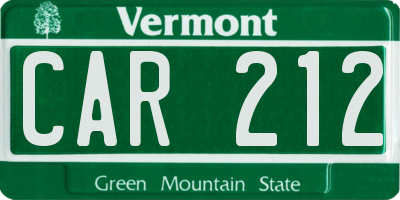 VT license plate CAR212