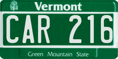 VT license plate CAR216