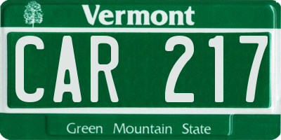 VT license plate CAR217