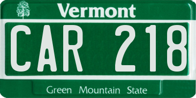 VT license plate CAR218