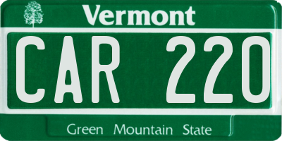 VT license plate CAR220