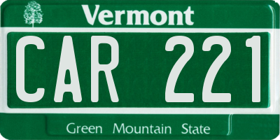VT license plate CAR221