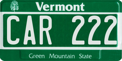 VT license plate CAR222