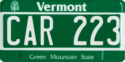VT license plate CAR223