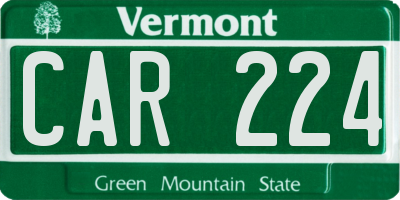 VT license plate CAR224