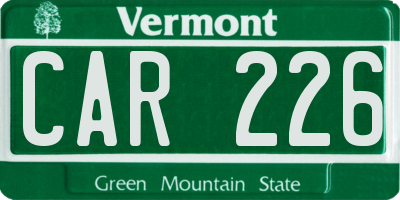 VT license plate CAR226