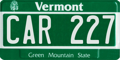 VT license plate CAR227