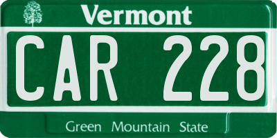 VT license plate CAR228