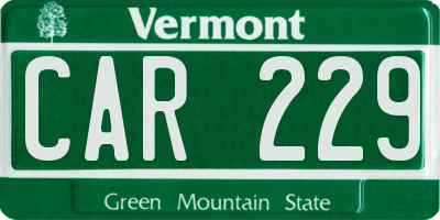 VT license plate CAR229
