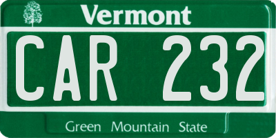 VT license plate CAR232