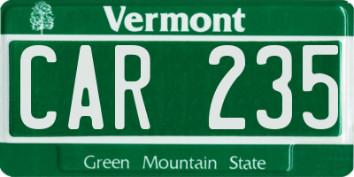VT license plate CAR235