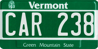 VT license plate CAR238