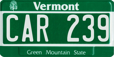VT license plate CAR239